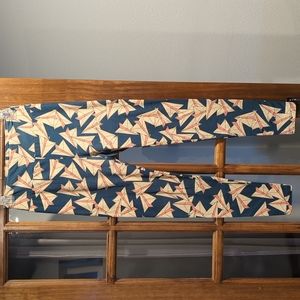 LulaRoe Blue Paper Airplane Leggings One Size